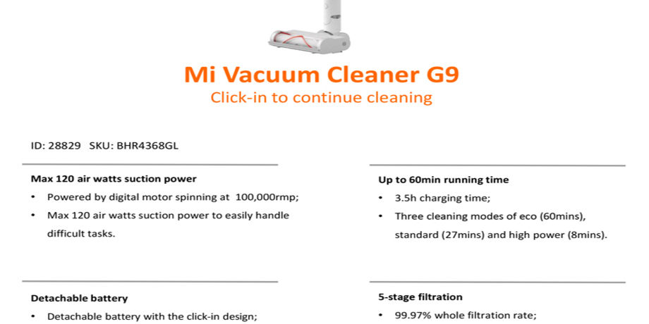 Newest Xiaomi G10 Smart Home 120aw Handheld Cordless Dust Collector Mijia Mi  Vacuum Cleaner G9 $135 - Wholesale China Mi Vacuum Cleaner G9 at factory  prices from Wuhu Muchen E-Commerce Co., Ltd.