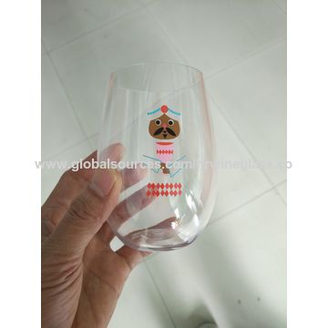 Plastic Stemless Champagne Wine Glasses, Disposable Wine Cups