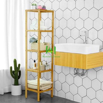 bathroom storage shelves wood bamboo shower