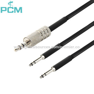 Cable de 3m Guitare Electrique Jack 6.5mm, Stéréo Plaqué Or Mâle