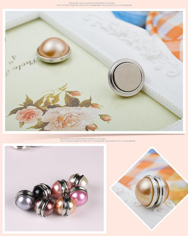 HEALLILY Magnetic Scarf Brooch Magnetic Button Brooch Pin Pearl Pin Brooch  for Women Ladies 12Pcs (Golden)