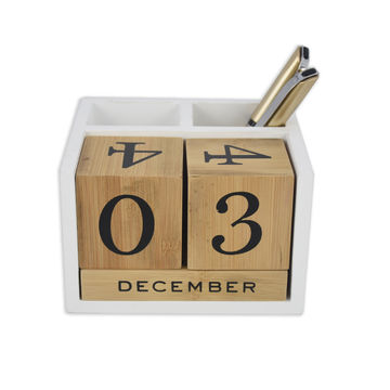 Buy Wholesale China Wooden Perpetual Calendar Desk Organizer Date Keeper Calendar  Wood Hand Made Pen Pencil Holder & Wooden Perpetual Calendar at USD 2.45 |  Global Sources