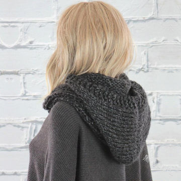 Winter Soft Pullover Knit Infinity Scarf Beanie Hoodie Scarf