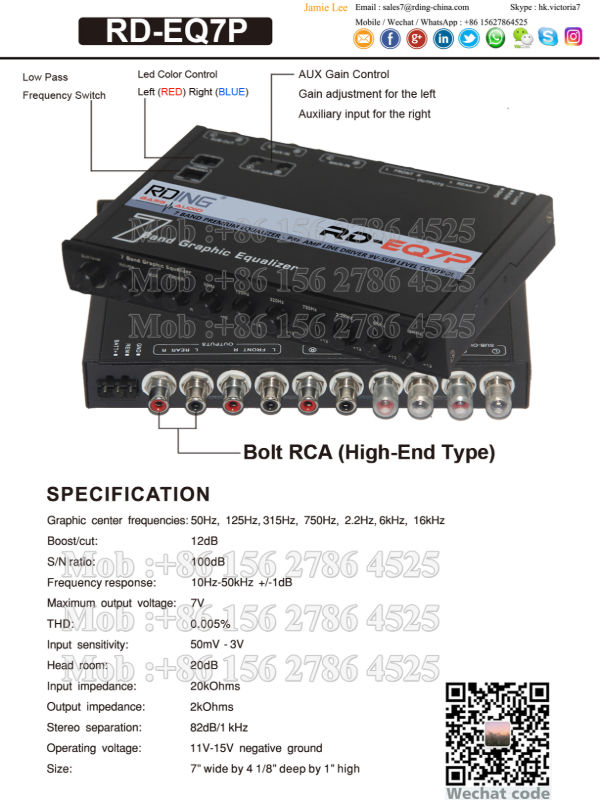 China 7Band Pre Amp Equalizer Car Audio EQ Automobile Pre Amp 9 Volt