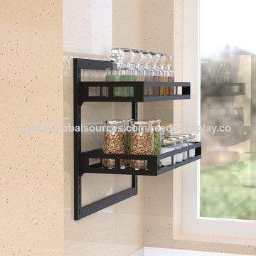 China Black Chrome Spice Rack Organizer 2 Tier Rack Metal Spice Jars ...