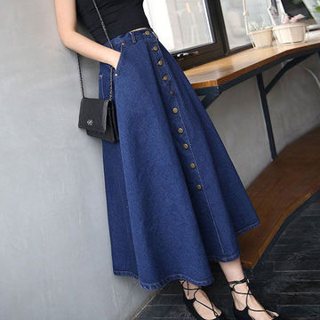 Long jeans skirts wholesale best sale