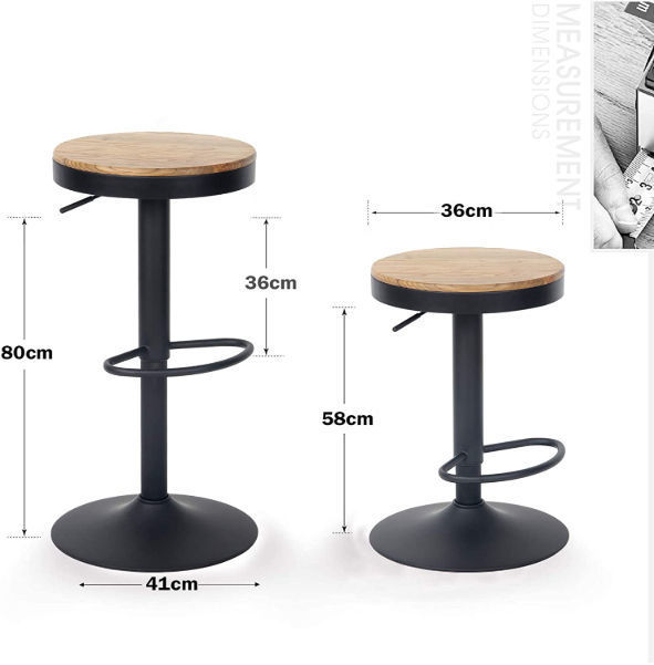 Black Backrest Bar Stool 80 Cm High Handmande With Scandinavian