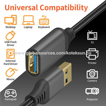 Câble d'Extension USB 3.0 Tressé Durable pour Clavier USB, Souris, Clé USB, Disque Dur - Haute Vitesse
