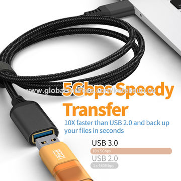Câble d'Extension USB 3.0 Tressé Durable pour Clavier USB, Souris, Clé USB, Disque Dur - Haute Vitesse