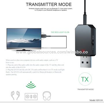 V5.0 Bluetooth Transmitter Receiver for TV PC, 2-in-1 AUX Audio Adapter,  Wireless 3.5mm Bluetooth Adapter for Headphones/Car/Home