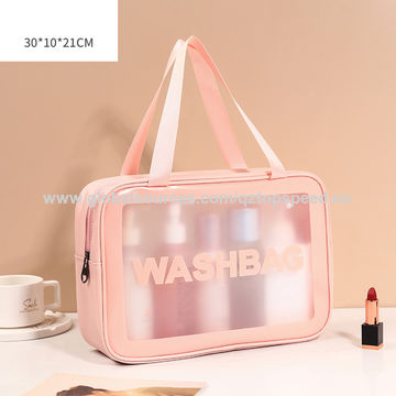Pu Transparent Three-piece Makeup Wash Bag Large-capacity Pvc Bath