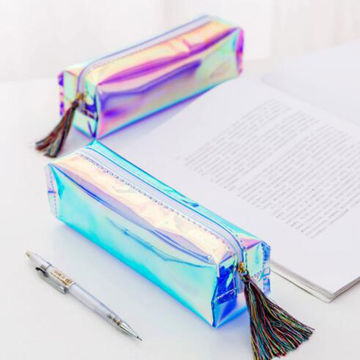 Aisa Pencil Case Holographic Zipper Pen Bags Cosmetics Bags