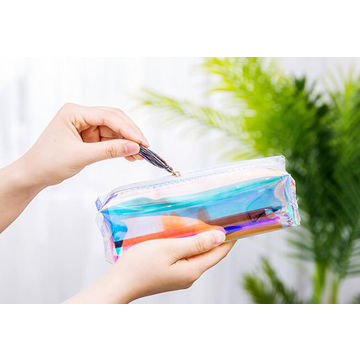 Clear Holographic Aesthetic Pencil Case Study Supplies 