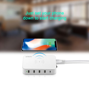 2021 Heißer Verkauf Kabelloses 5-Port USB Ladegerät, geeignet für iPhones, iPads, mobile Geräte - Schnellladung & Sicherheit
