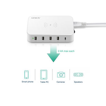 2021 Heißer Verkauf Kabelloses 5-Port USB Ladegerät, geeignet für iPhones, iPads, mobile Geräte - Schnellladung & Sicherheit