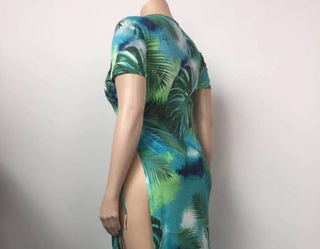 China Women's Sexy Plus Size Floral Print Split Beach Party Maxi Dress