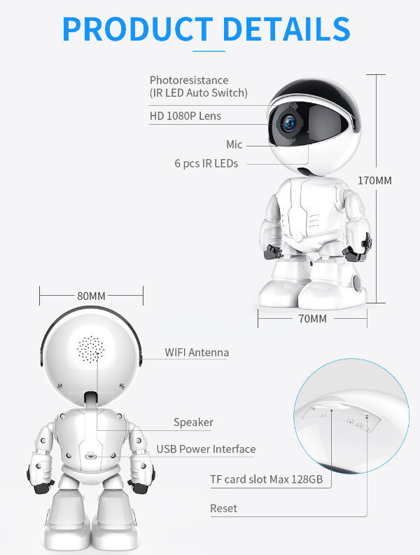China SNO Smart Home security mini camera wifi 3MP ROBOT video