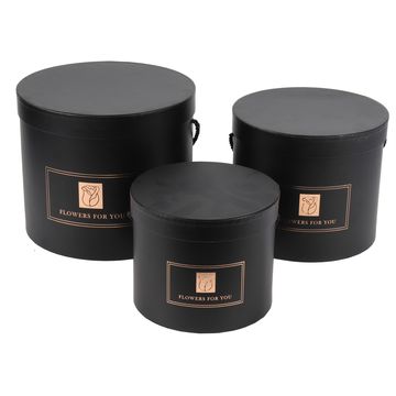 Factory Luxury Cylindrical Packaging Flower Paper Box with Lid Set/3  (S/M/L) (Black) - China Cylinder Box and Paper Box price