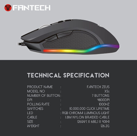 fantech x5s zeus weight