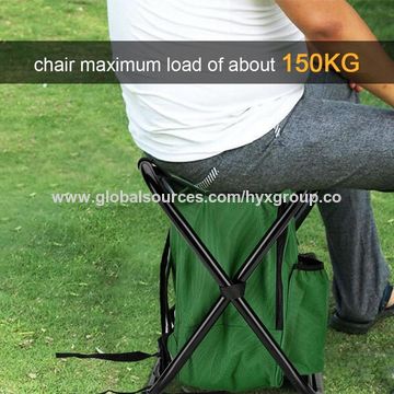 2 In 1 Folding Fishing Chair Bag Fishing Backpack Chair Stool