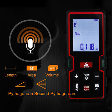 196Ft/60M Laser Distance Meter, ±1/16 Inch High Accuracy Laser Measurement Tool With Backlit LCD Display, Pythagorean/Area/Volume Calculation Mode, M /in/Ft Units, Bubble Level, Durable Design