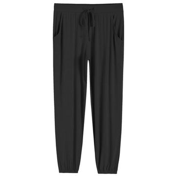 Black Summer Pants Women Lounge Pants Palazzo Bottoms Sexy Long Pajama Pants  With Side Pockets Yoga Pants Cozy Loungewear Pyjama Pants 