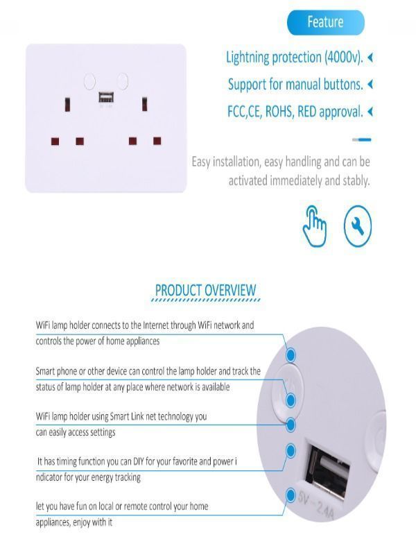 China Smart Switch Socket UK Standard Double Gang Smart Plug Socket ...