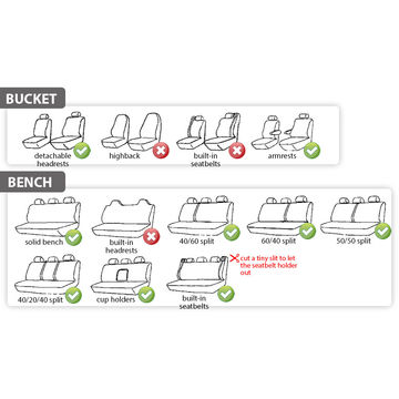 Housse de siège avant de voiture Universel - Protecteur Split Airbag  Compatible Beige