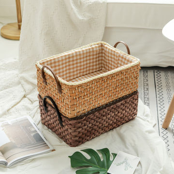 Large Picnic Basket With Lid – 16" Collapsible Linen Basket For Outdoor Picnic & Storage Boxes, Wicker Basket With Handle For Picnic Accessories, Multi-Purpose Storage Basket By Hobbi Co