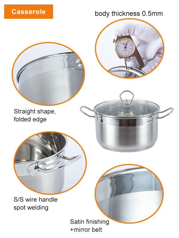 European Style 8PCS Straight Shape Stainless Steel Cook Ware Set with Clear  Glass Lids - China Cookware Casserole and Cookware Casserole Set price