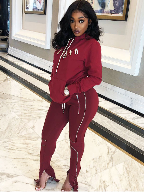 red womens sweatsuit