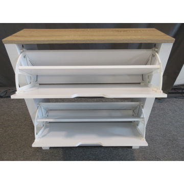 White Swivel Shoe Cabinet with Doors 3-Tier Modern Entryway Shoe