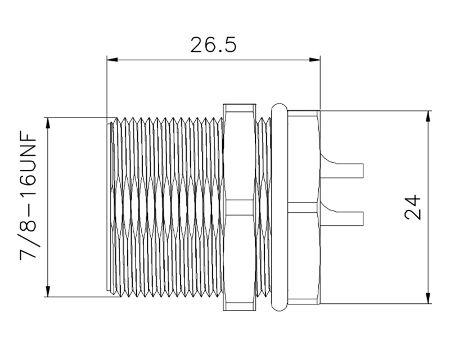China 7/8 plug 3pin 4pin 5pin female male panel rear mount socket ...
