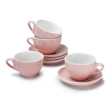 80ml Mini Espresso Cups and Saucers Pink Black White Grey Gold Rim