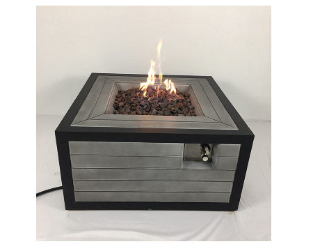 Propane Rattan Fire Pit Outdoor Garden, Square Table Top Fire Pit