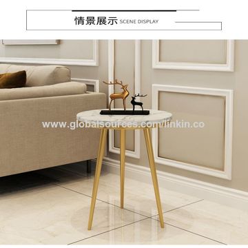 Modern simple light luxury small apartment home bedroom marble round  bedside table table living room sofa corner tablebedside