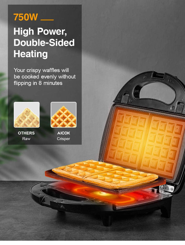 DualSided Heating Series 3 in 1 Sandwich Waffle Panini Maker, sandwich