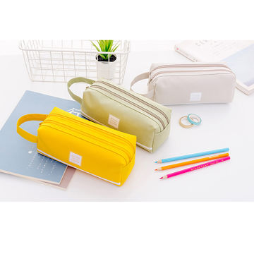 Large-capacity Color-blocking Canvas Storage Bag Marker Pen Pencil Case  Simple Stationery Bag