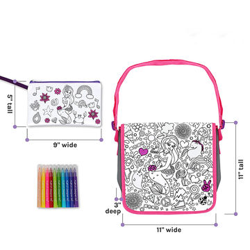 Purple Ladybug Color Your Own Messenger Bag Craft Kit for Girls with Mermaid D