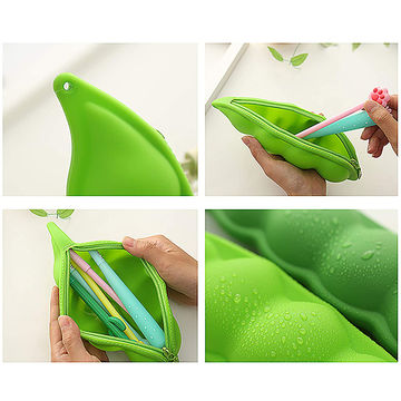 HEVIRGO Silicone Solid Color Soft Pencil Case Creative Large Capacity  Stationery Bag Green Silicone