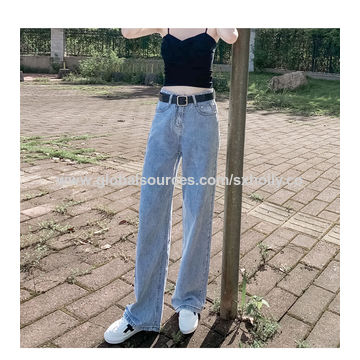 Cintura alta pantalones jeans de pierna ancha 2021 nuevos