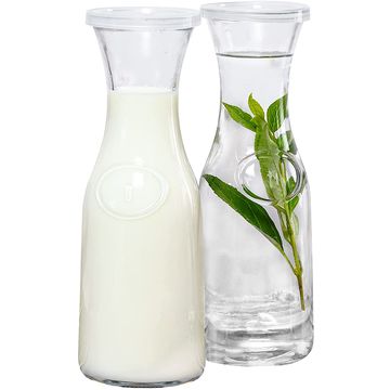Estilo Dairy Reusable Glass Milk Clear Bottles With Straws And