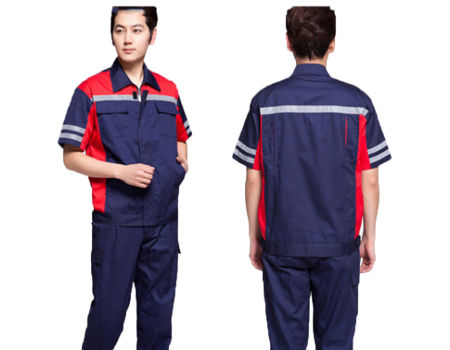 Summer Short Sleeve Working Uniform Garage Engineer Worker Clothes Set Navy 