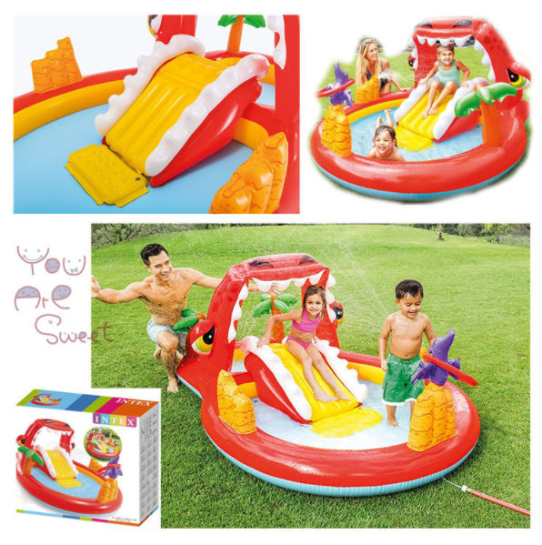Summer Waves Inflatable Jungle Animal Kiddie Swimming Pool Play Center w/Slide 