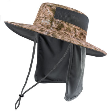 BASSDASH UPF 50+ Unisex Water Resistant Wide Brim Sun Hat with Large Neck  Flap Ponytail Fishing Hat for Men Women 