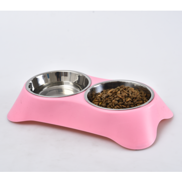 Double Dog Bowl - Double Stainless Steel Dog and Cat Food and Water Bowl -  Raised Puppy Food and Water Bowls - Non-Slip Pet Bowl for Dog and Cat