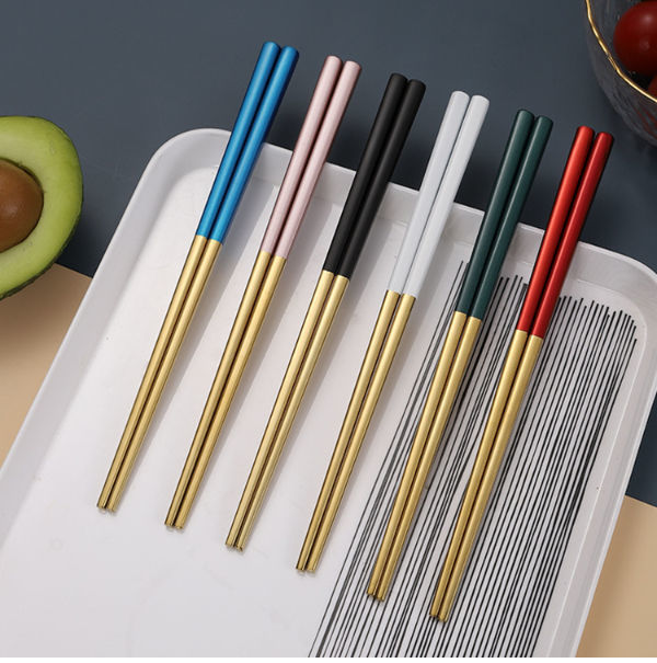 Colorful 304 Stainless Steel Chopsticks Chinese Style Luxury Gift