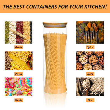 Food Storage Container with Bamboo Lid, 57.5oz, Sold by at Home