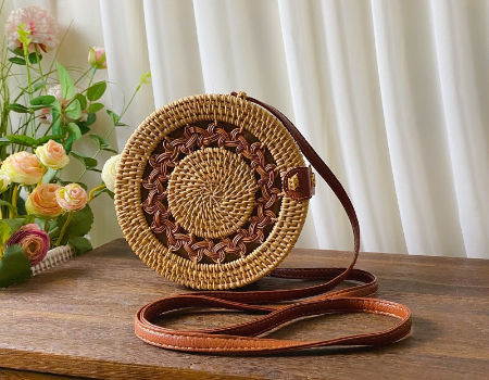 New Rattan Bags for Women - Handmade Wicker Woven Purse Handbag Circle Boho  Bag Bali 