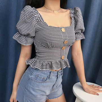 Compre Blusa Feminina Moda Feminina Roupas De Verão Tops Crop Para Mulheres  e Blusas Femininas de China por grosso por 3.7 USD